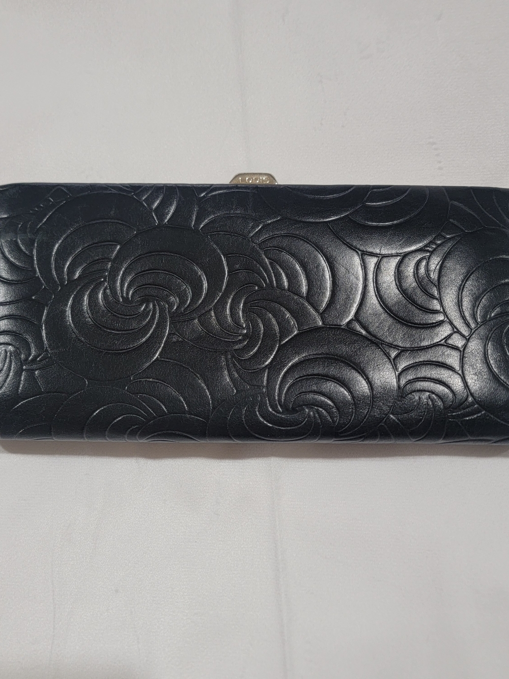 Black Embossed Leather Clutch Wallet - Unbranded